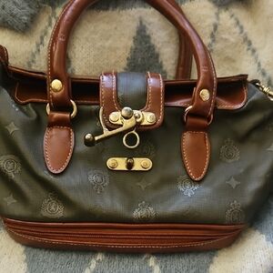 Elegant Brown and Gray Designer Handbag